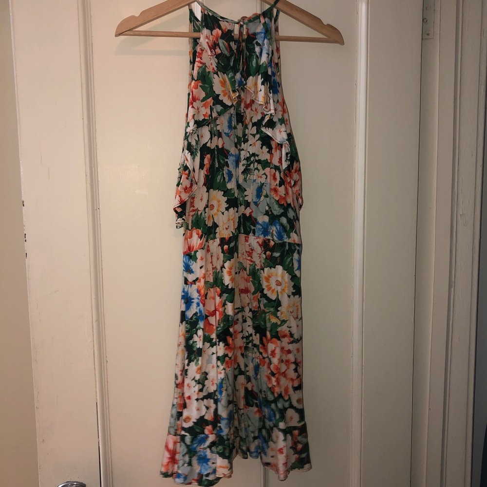 Zara floral tie back ruffle dress